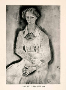 1948 Photogravure Frau Lotte Franzos Portrait Woman Oskar Kokoschka XAQ3