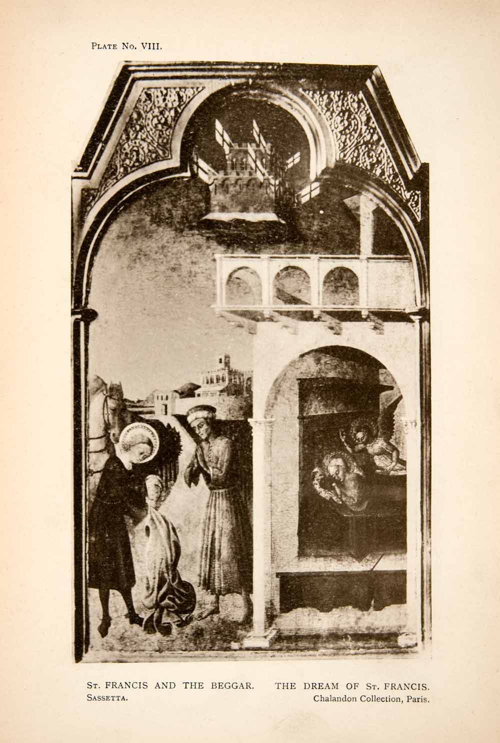 1909 Collotype St. Saint Francis Beggar Dream Sassetta Religious Art XAS1