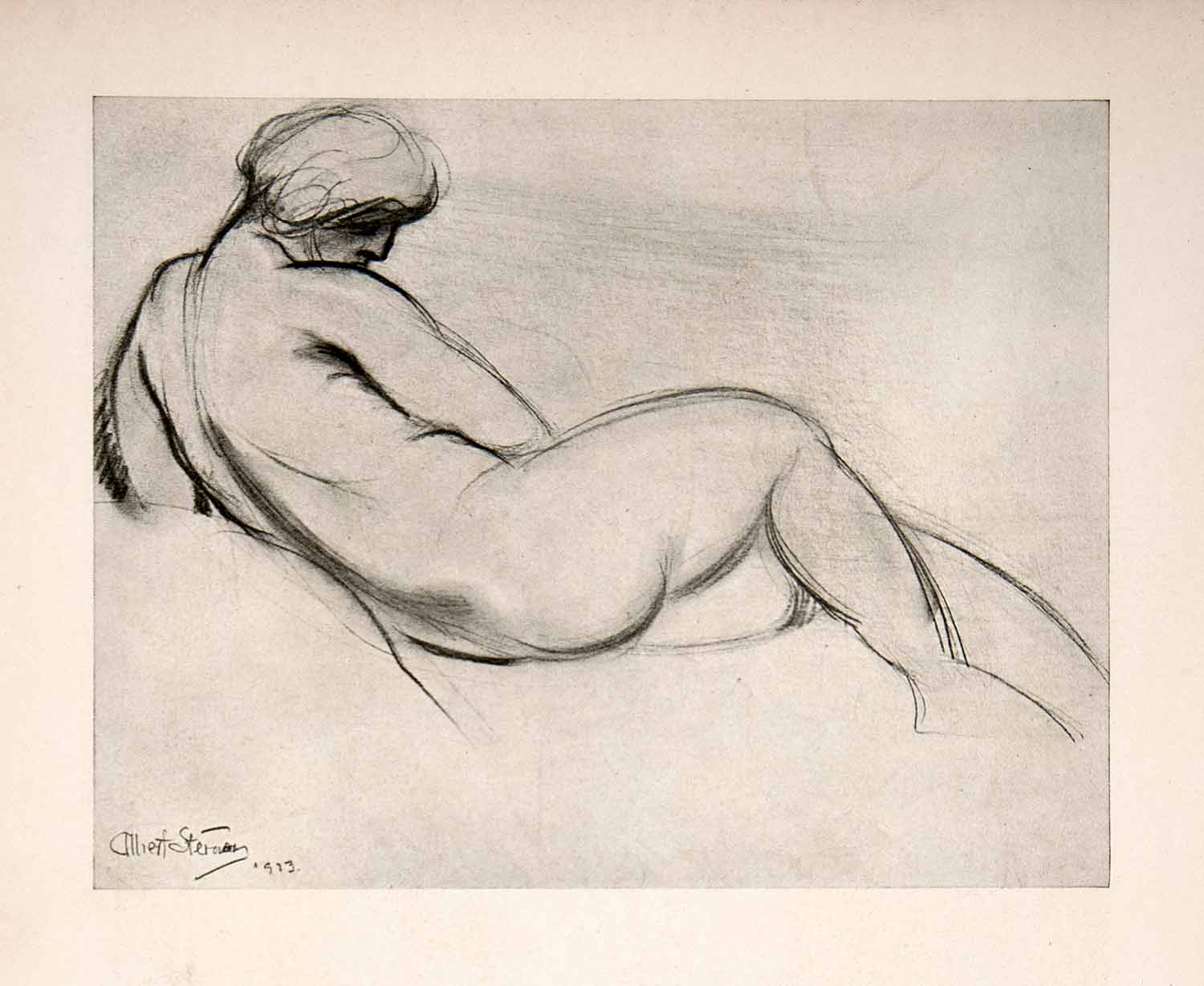 1927 Print Nude Recumbent Albert Sterner American Painter Etcher XAS4