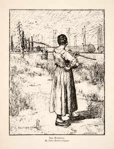 1892 Print Jules Bastien-Lepage Hayfield Realism Naturalism Hay Rake XAS6