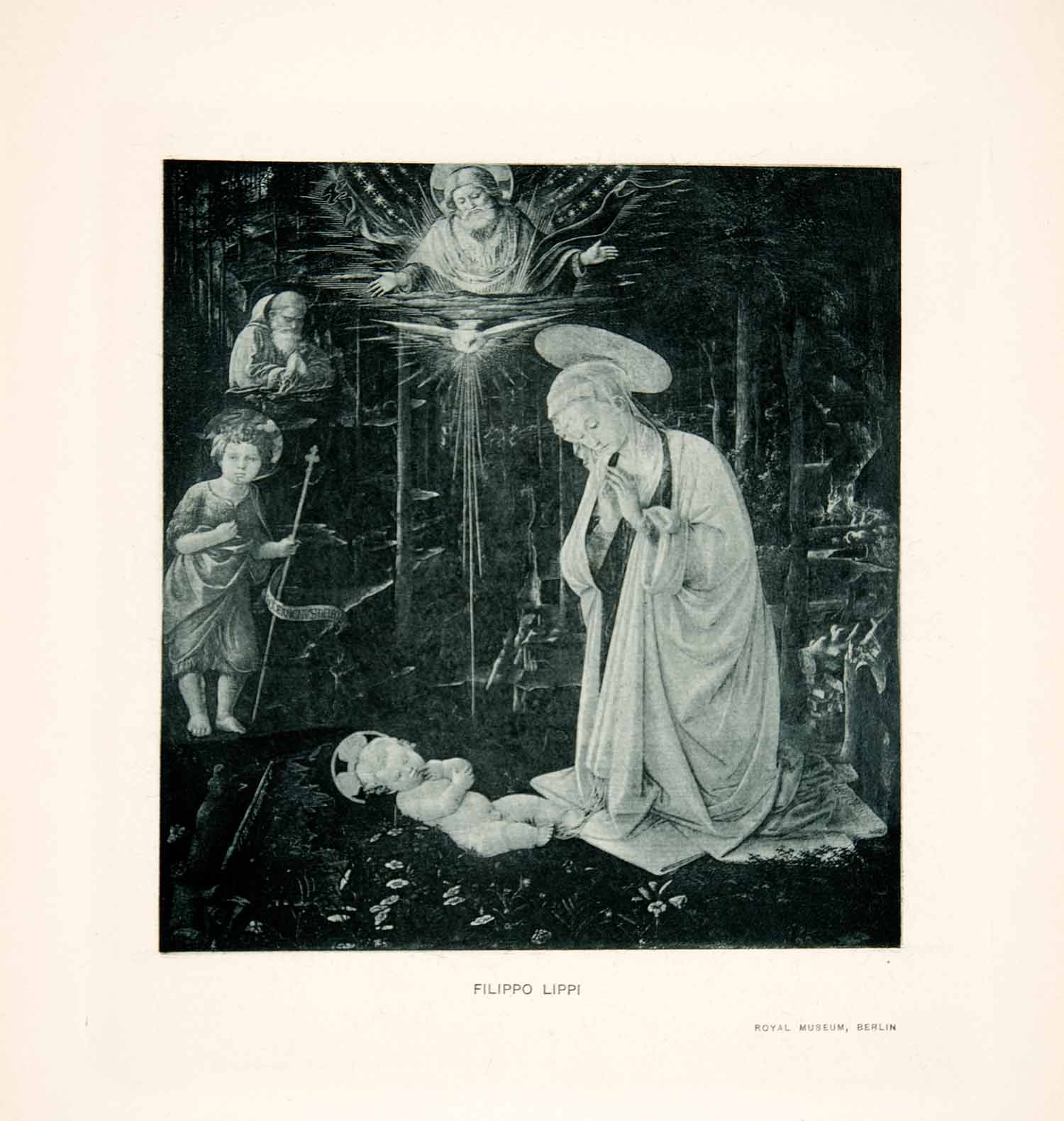 1902 Photogravure Adoration Infant Baptist St Bernard Renaissance Filippo XAS7