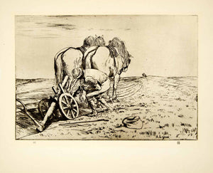 1926 Photogravure Alphonse Legros Charrue Plow Farmer Plowing Horses XASA5