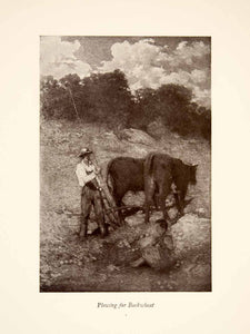 1922 Print Julian Alden Weir Plowing Buchwheat Cattle Oxen Impressionism XAT3
