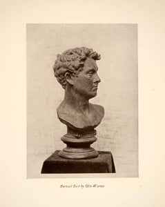 1922 Print Portrait Bust Julian Alden Weir Olin Warner Sculpture Pedestal XAT3