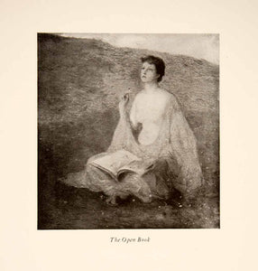 1922 Print Julian Alden Weir Open Book Nude Woman Seated Impressionism Read XAT3
