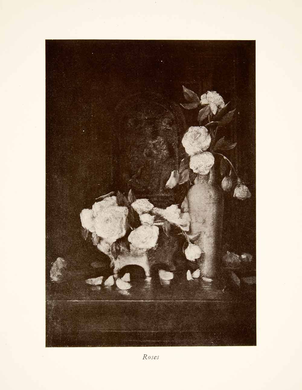 1922 Print Julian Alden Weir Roses Still Life Flowers Vase Impressionism XAT3