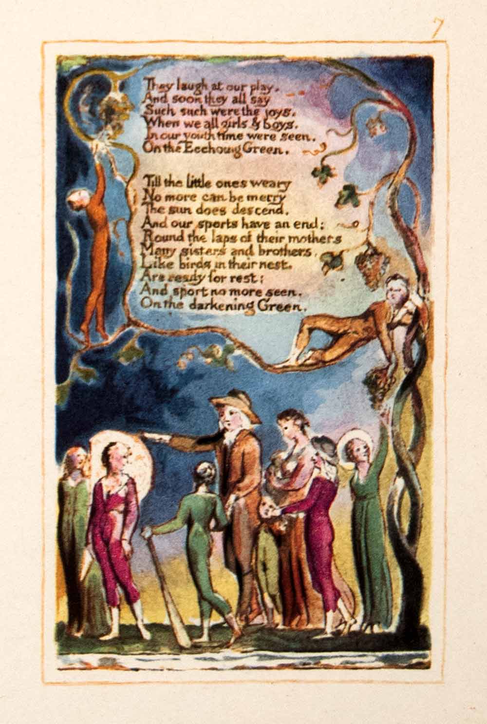 1964 Offset Lithograph William Blake Echoing Green Poetry Design Figure XAT5