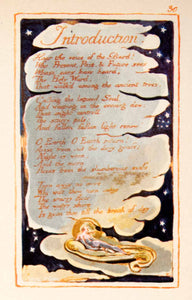 1964 Offset Lithograph William Blake Introduction Stars Poetry Design Nude XAT5