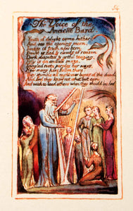 1964 Offset Lithograph William Blake Voice Ancient Bard Harp Poetry Design XAT5