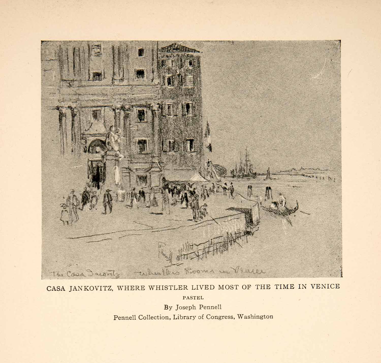 1921 Print Casa Jankovitz Venice Italy James McNeill Whistler Joseph XAT6