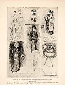 1921 Print British Artists Exhibition Sketch Study Collage Man Bernard XAT6