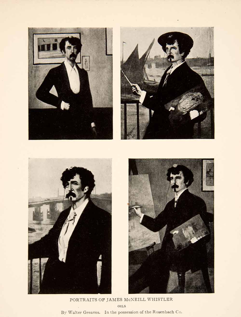 1921 Print Portraits James McNeill Whistler Pose Model Figure Walter XAT6