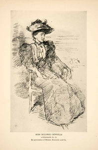 1921 Print Portrait Poet Mildred Howells Costume Fashion Dress Hat Artist XAT6