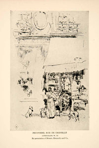 1921 Print Fruitere Rue Grenelle Fruit Market Cityscape France Sell Buy XAT6