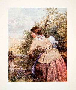 1906 Color Print Myles Birket Foster Gleaner Harvest Farmer Costume Dress XAT7