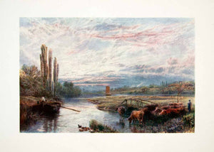 1906 Color Print Myles Birket Foster River Yare Norfolk England Evening XAT7