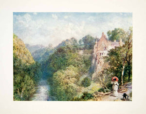 1906 Color Print Howthornden Castle River Esk Midlothian Scotland Birket XAT7