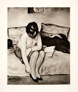 1931 Photogravure Woman Yellow Divan Portrait French Dressing Bed Albert XAT8