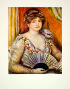 1957 Color Print Pierre-Auguste Renoir Art Woman Fan Portrait XATA6