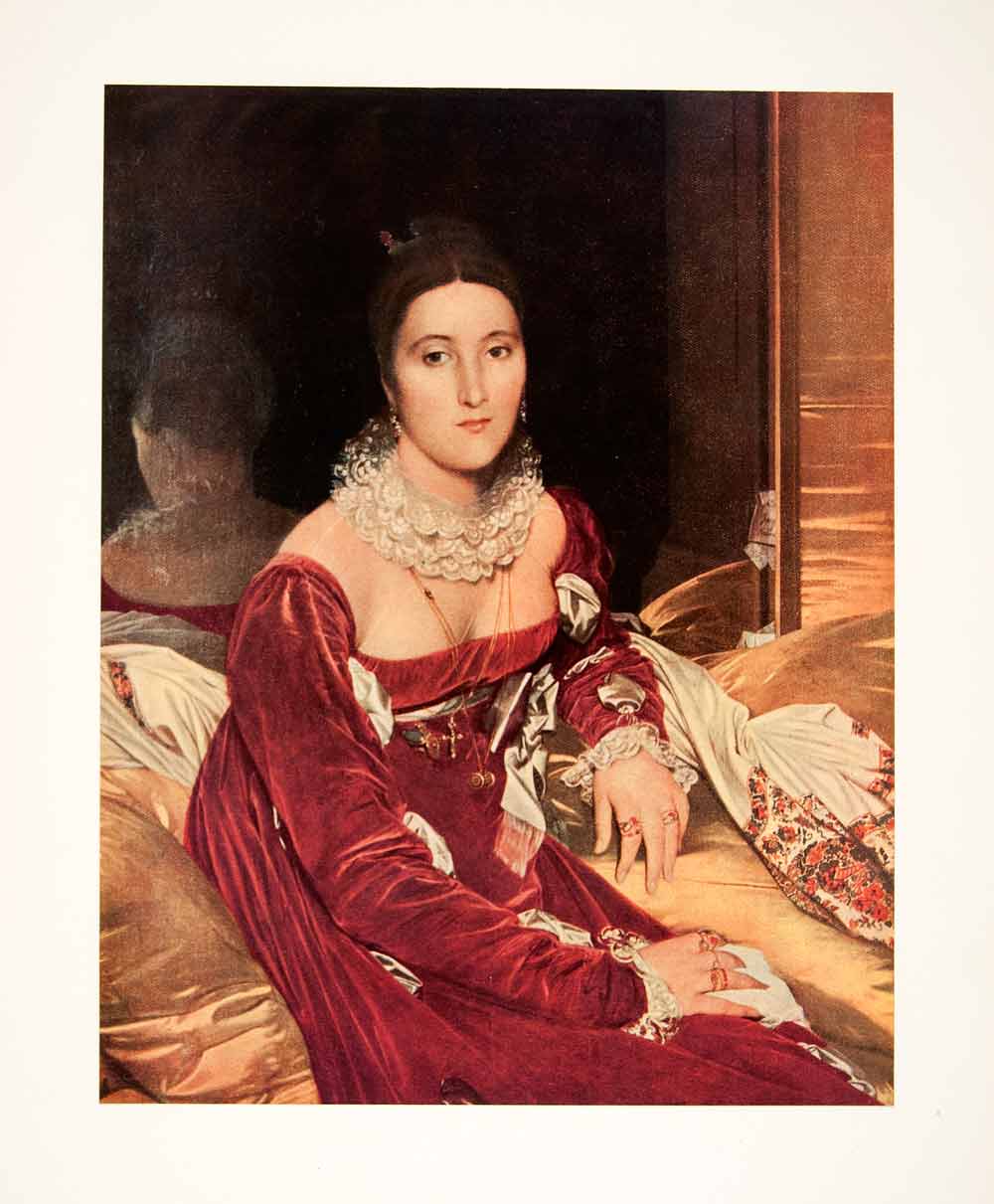 1951 Print Ingres Portrait Madame Senonnes France Neoclassicism Costume XAU1