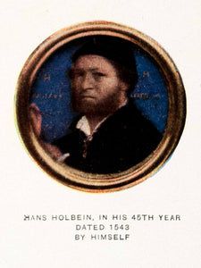 1917 Color Print Self Portrait Hans Holbein Artist Historic Painter XAU2