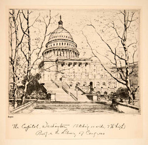1929 Aquatone Alfred Hutty United States Capitol Washington DC Government XAU7