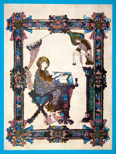 1969 Print Gospels Portrait Saint Matthew Historic Religion Floral XAV2