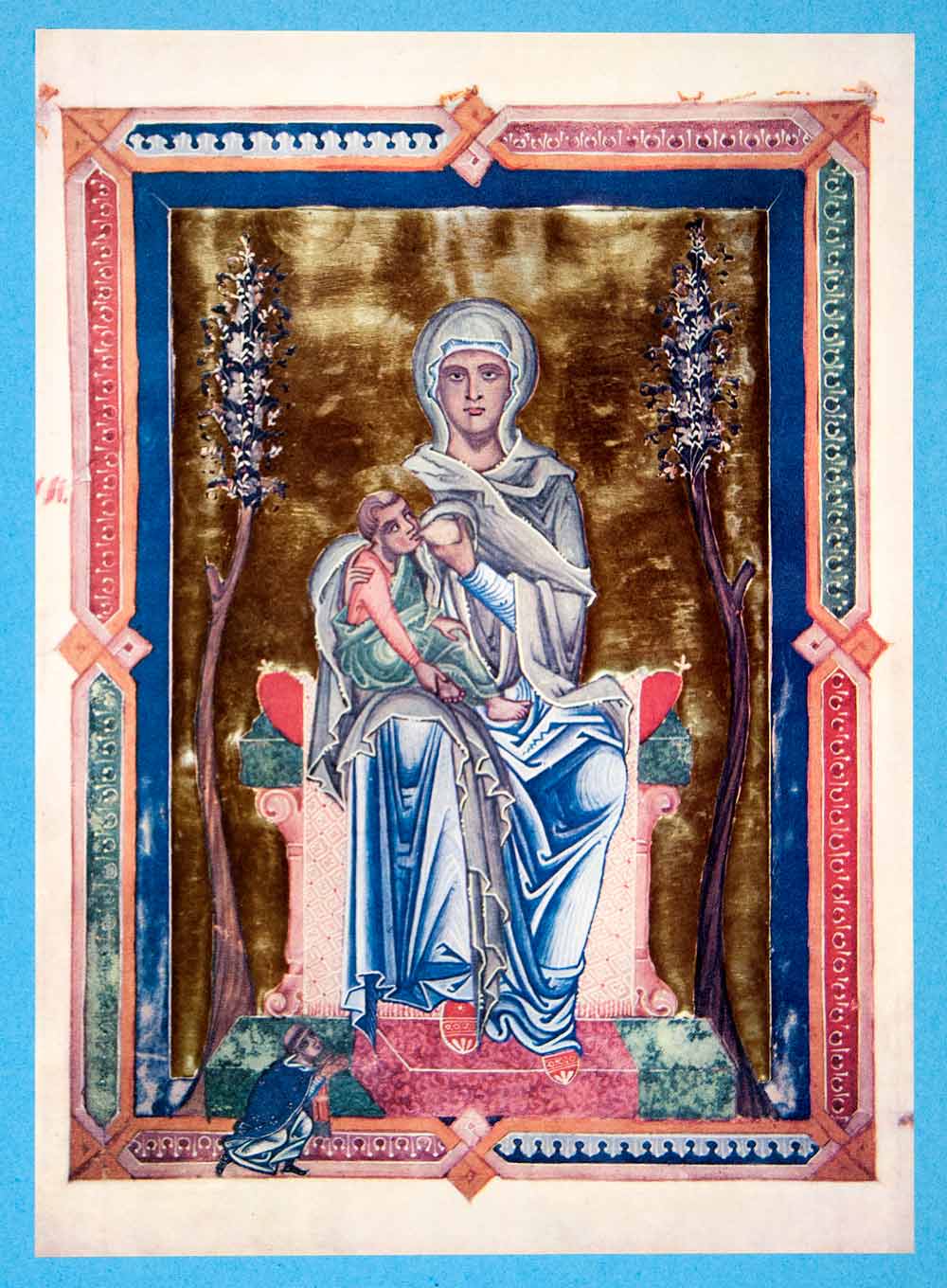 1969 Print Missal Seitenstetten Virgin Mary Child Border Monkey Religion XAV2