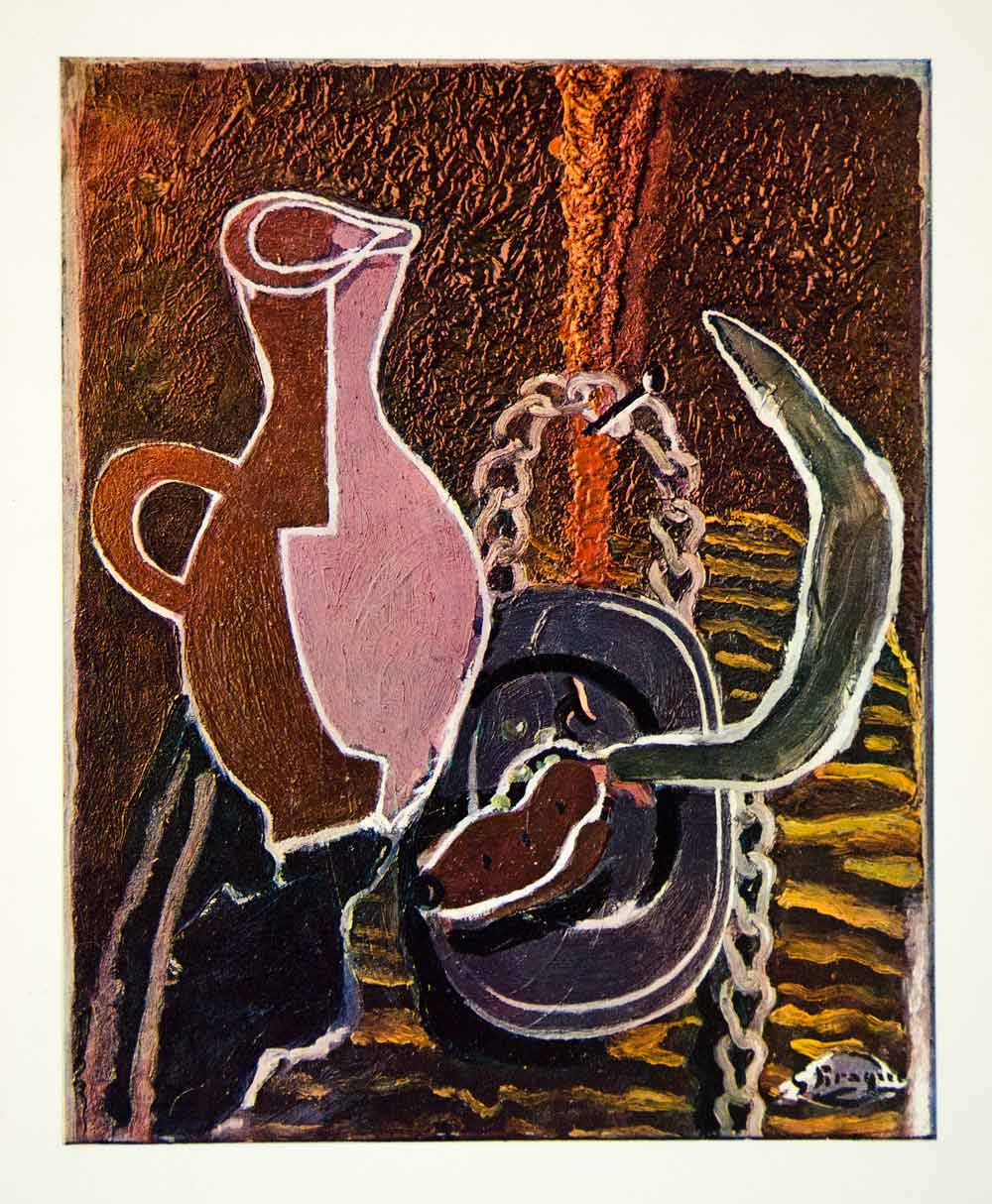 1948 Rotogravure Sickle Still Life Pitcher Table Cubism Abstract Georges XAV6