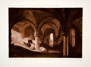 1903 Print Mallord William Turner Kirkstall Abbey Crypt Leeds England Cow XAV9