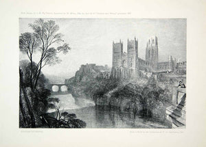 1903 Print Durham Cathedral England Church River Wear Mallord Turner Norman XAV9 - Period Paper
