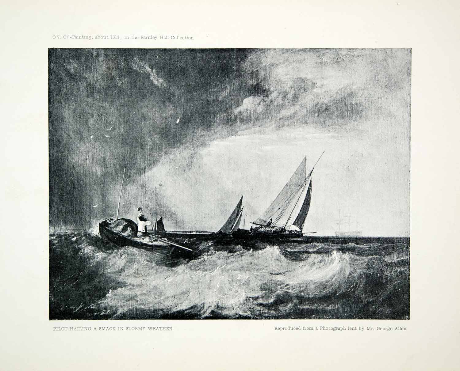 1903 Print Turner Pilot Hail Smack Storm Sailboat England Atlantic Ocean XAV9