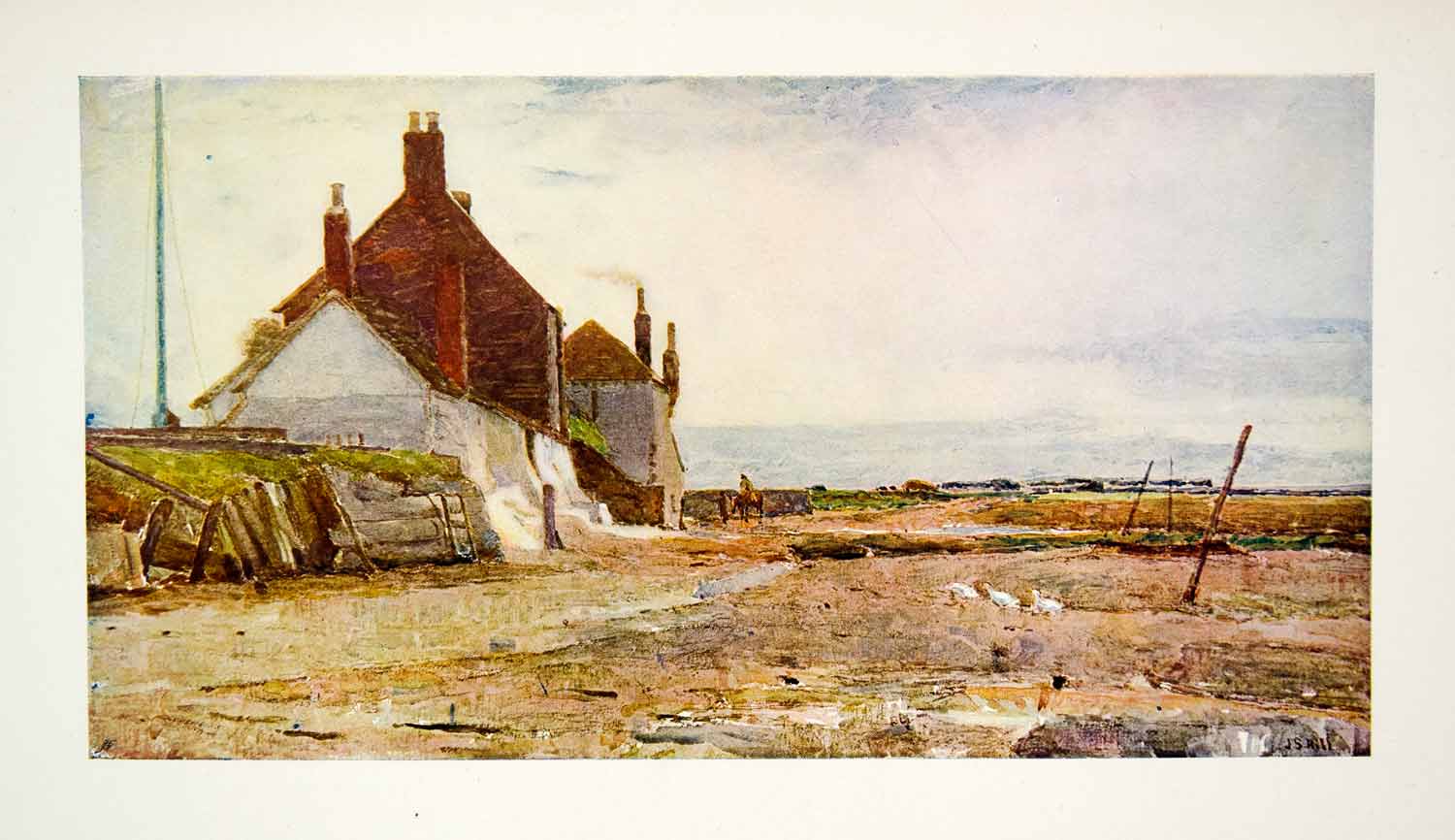 1906 Color Print James S. Hill Art Low Tide Landscape Countryside Rural XAW1