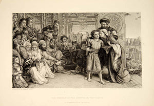 1893 Steel Engraving William Holman Hunt Saviour Temple Religious LeFe ...