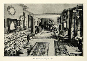 1893 Print William Holman Hunt Drawing Room Draycott Lodge Interior Fulham XAW2
