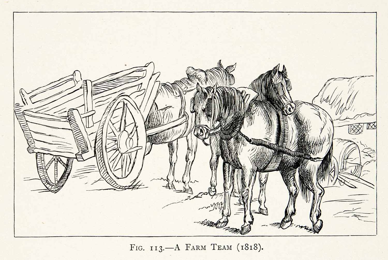 1877 Wood Engraving Edwin Landseer 1818 Art Cart Horses Farm Agriculture XAW4