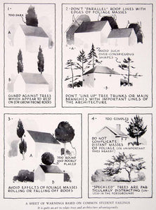 1943 Print Diagram Bad Faulty Tree Representations Building Foliage XAW5
