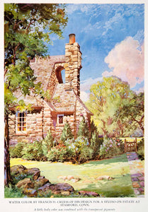 1943 Color Print Studio Estate Stamford Connecticut Cottage Francis H XAW5