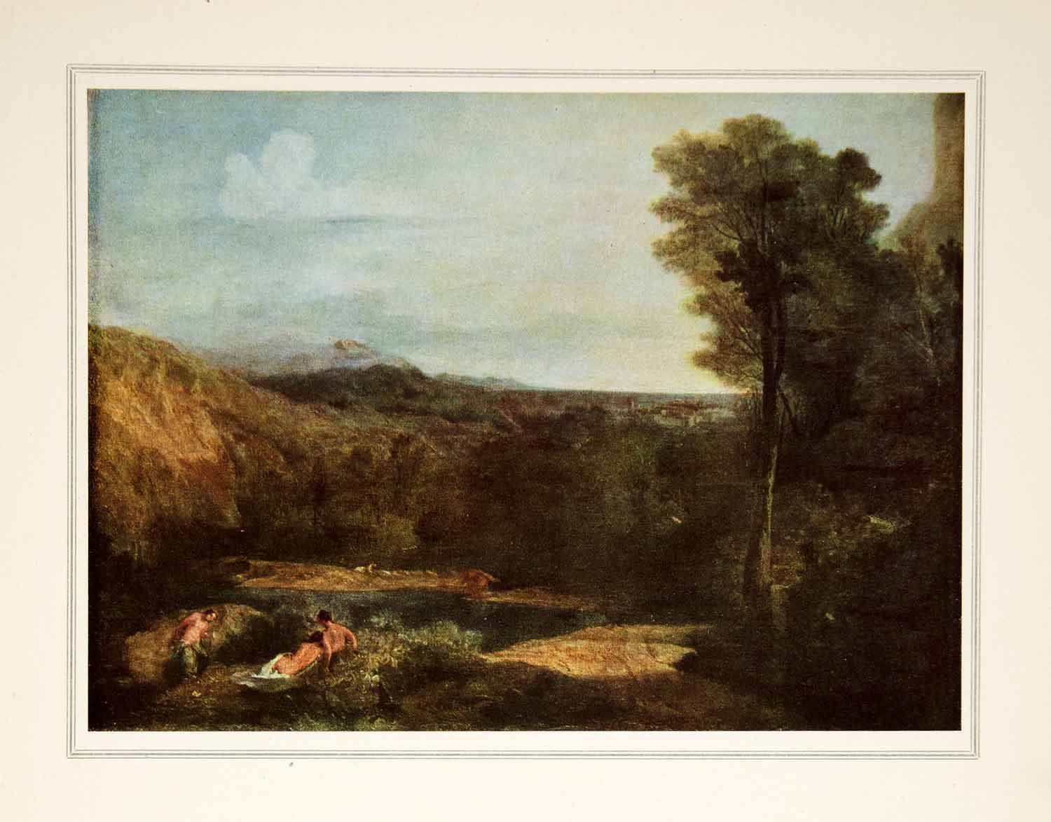 1939 Photolithograph Turner Echo Narcissus Landscape Nude Mountain Nymph XAW6