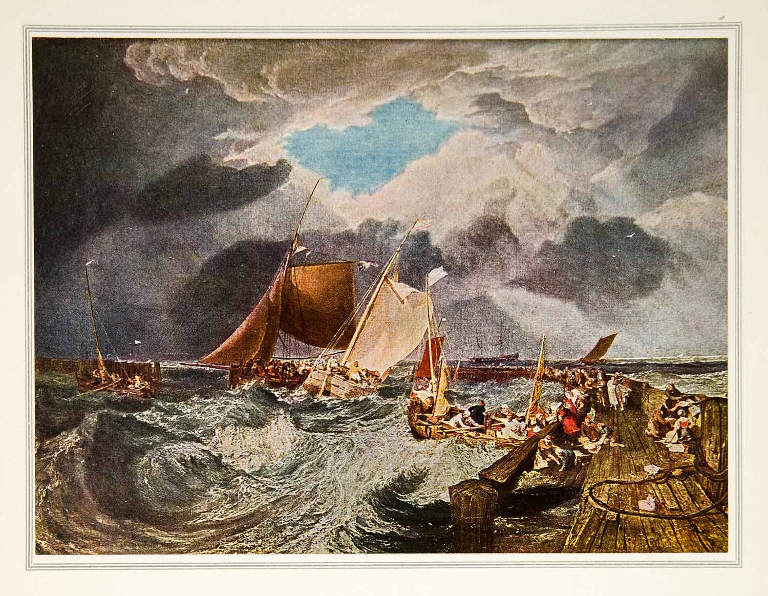 1939 Photolithograph Turner Calais Pier Water Boats Ships Rough