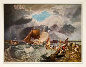 1939 Photolithograph Turner Calais Pier Water Boats Ships Rough