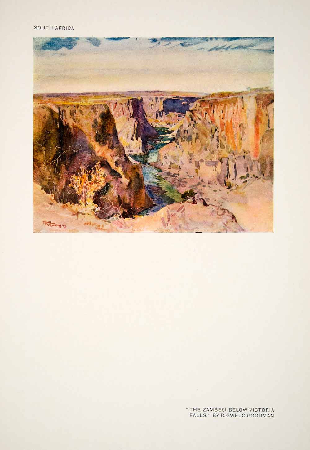 1917 Color Print Zambesi Victoria Falls South Africa Robert Gwelo Goodman XAW7