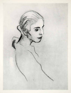 1937 Print Head Art Adolphe Borie Portrait Woman Face Feminine Figure Pose XAW8