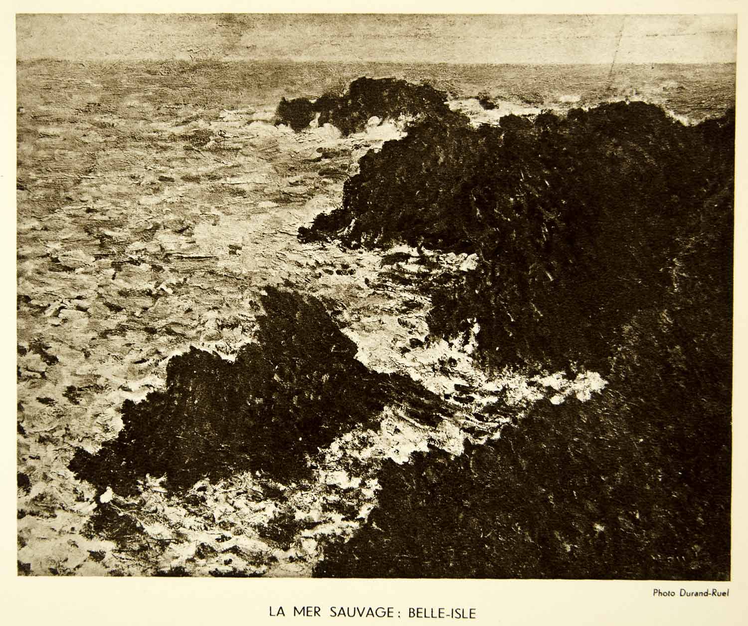 1931 Rotogravure Claude Monet Impressionist Art Mer Sauvage Savage Sea XAX3