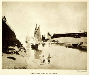1931 Rotogravure Claude Monet Impressionist Art Port Trouville Sailing XAX3
