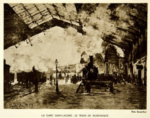 1931 Rotogravure Claude Monet Gare St Lazare Train Impressionist Art XAX3