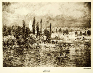 1931 Rotogravure Vetheuil Claude Monet Impressionist Art Landscape Nature XAX3