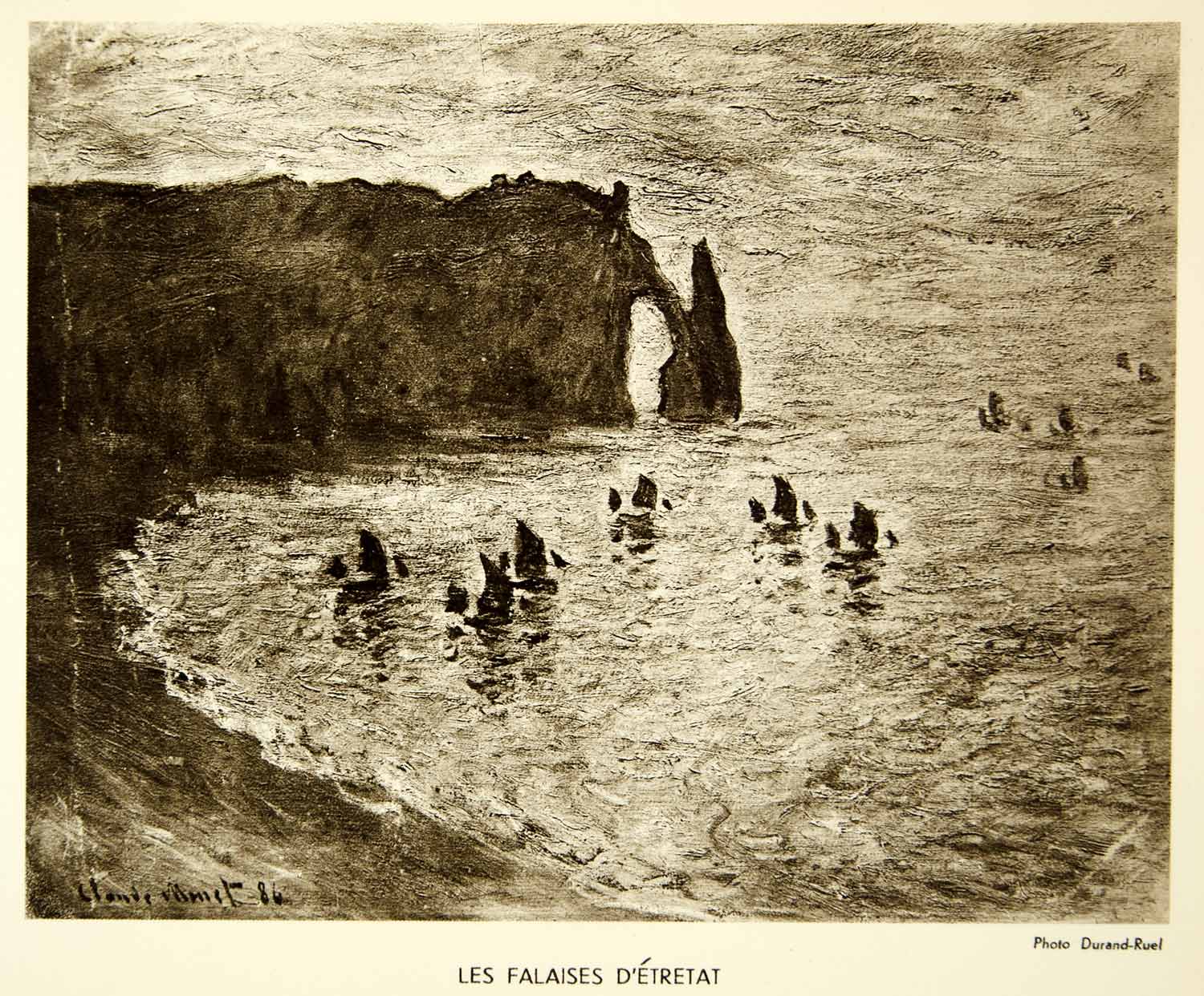 1931 Rotogravure Claude Monet Cliffs Etretat Shore Painterly Impressionist XAX3