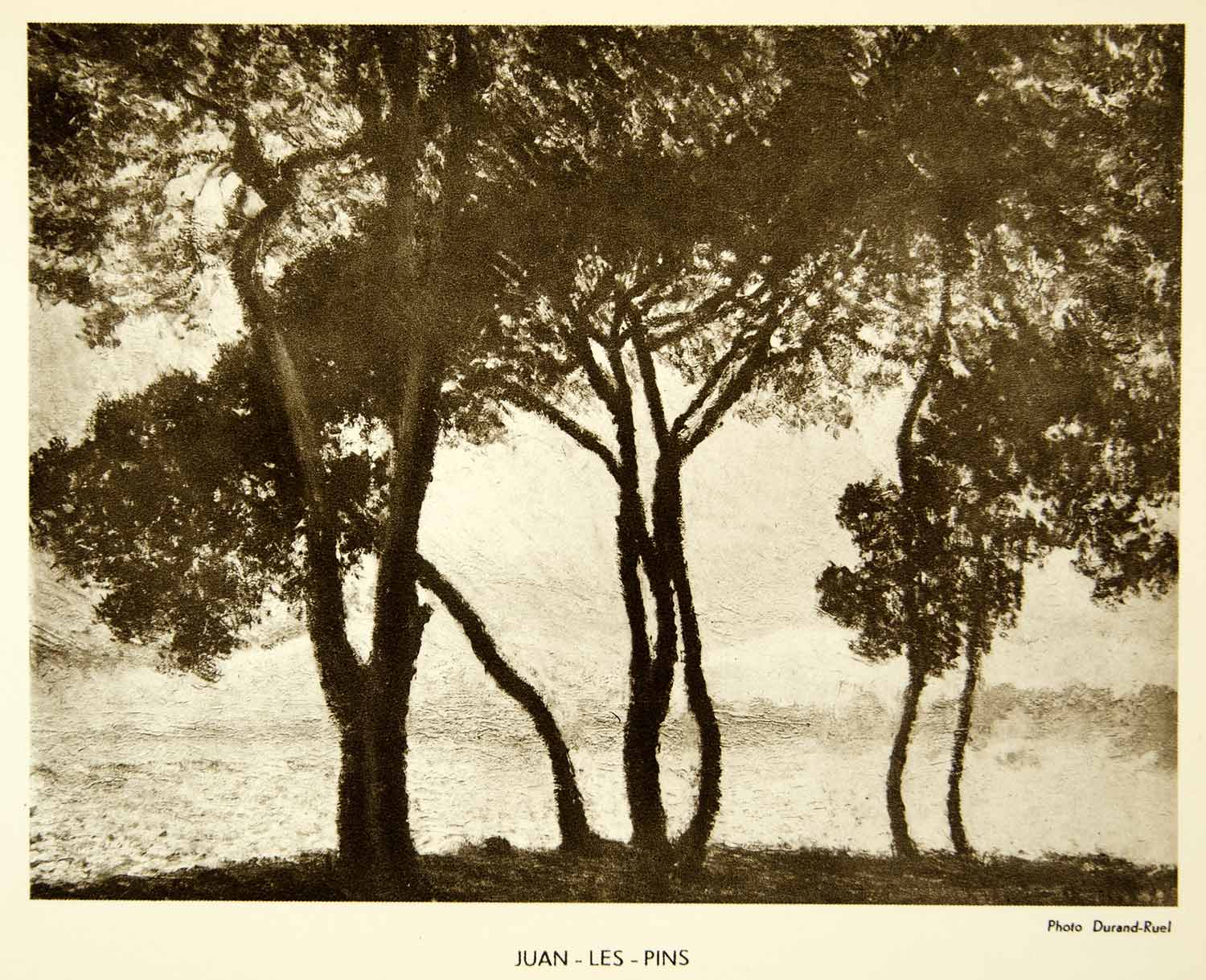 1931 Rotogravure Juan-Les-Pins Claude Monet Trees Silhouette Impressionist XAX3