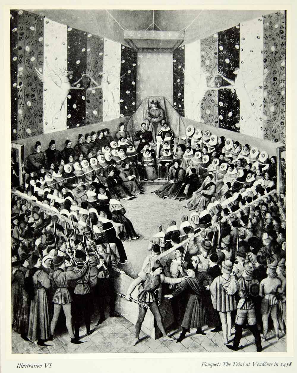 1947 Print Jen Fouquet Trial Vendome Early Renaissance Court Art Costume XAX4